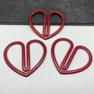1985 Graphics Int'l Large Paper Clips Heart Shaped Red Plastic 80s Hong Kong